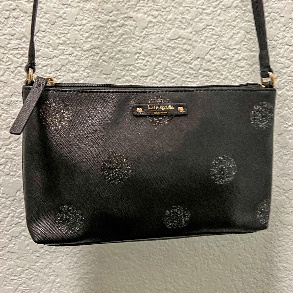 Kate Spade Black Glitter Polka Dot Shoulder Bag